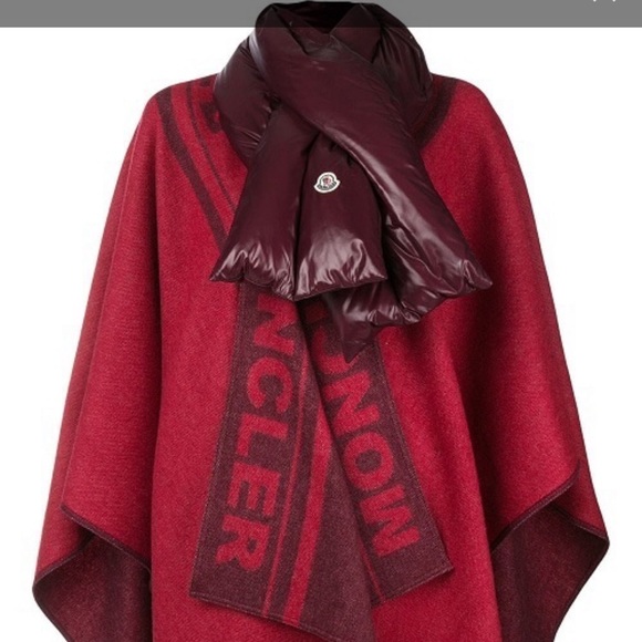 MONCLER Burgundy Unisex Mantella Cape with Scarf - Picture 2 of 8